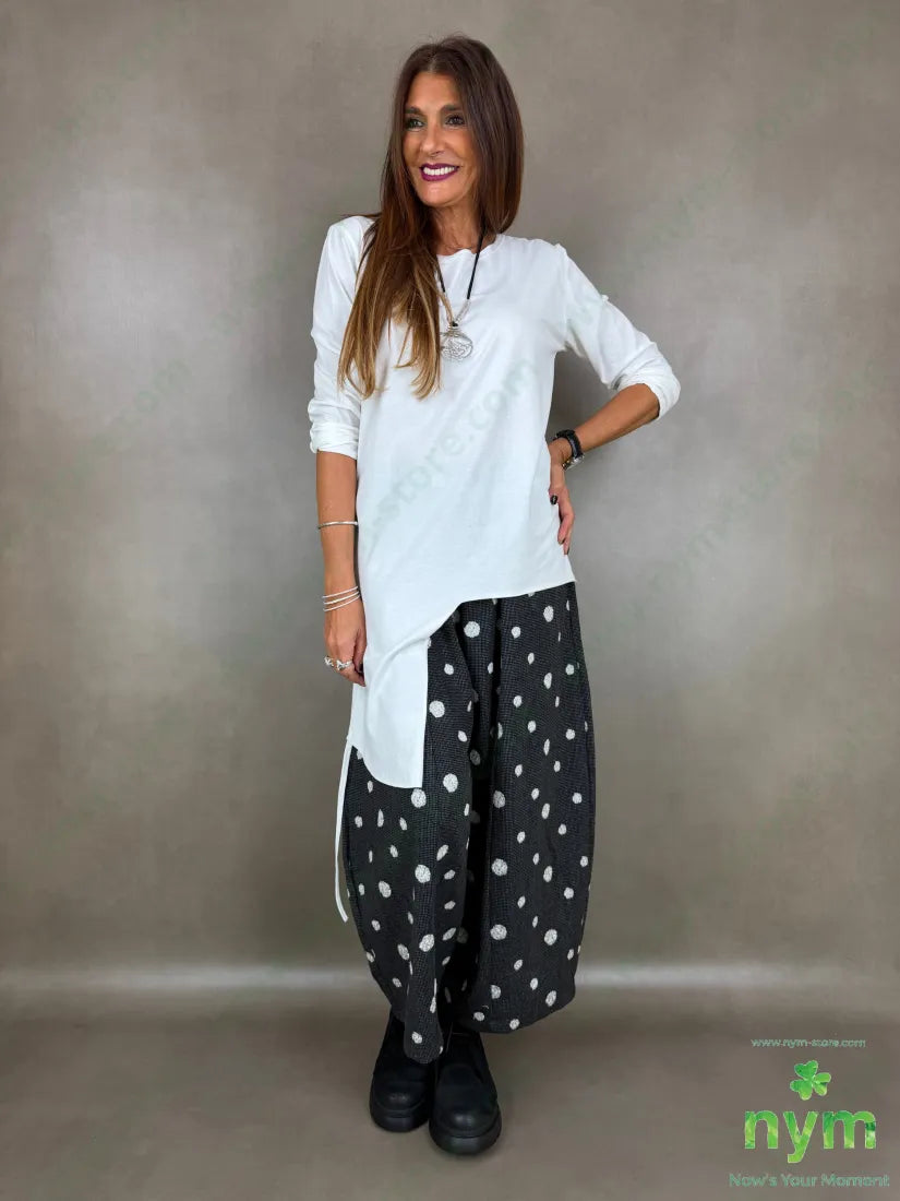 Pantalone largo tessuto pois ricamati - U / ANTRACITE / AI26 - PANTALONE