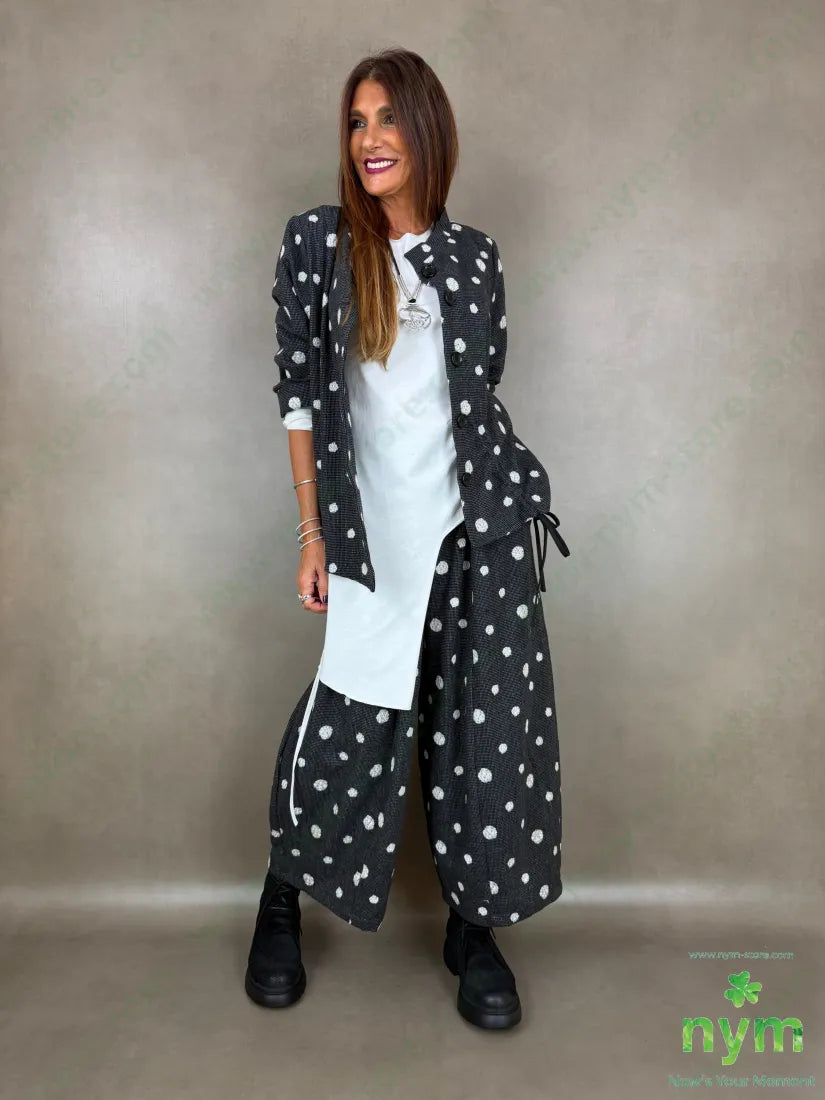 Pantalone largo tessuto pois ricamati - U / ANTRACITE / AI26 - PANTALONE