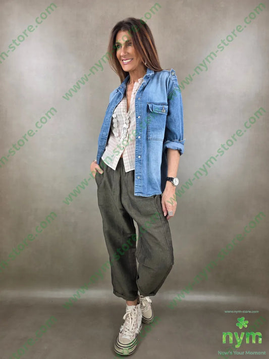 pantalone linoviscosa con elastico 55li45vi - U / MARRONE / PE26 - PANTALONE