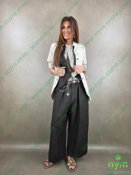 pantalone lyoncell effetto pelle invecchiata 93ly7li - U / MARRONE / PE26 - PANTALONE