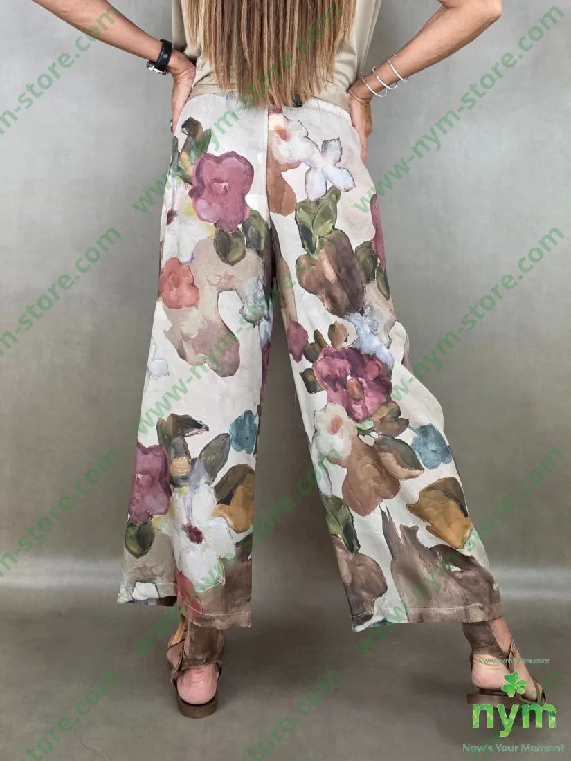 pantalone misto seta a fiori 70vi30se - U / CAMMELLO / PE26 - PANTALONE