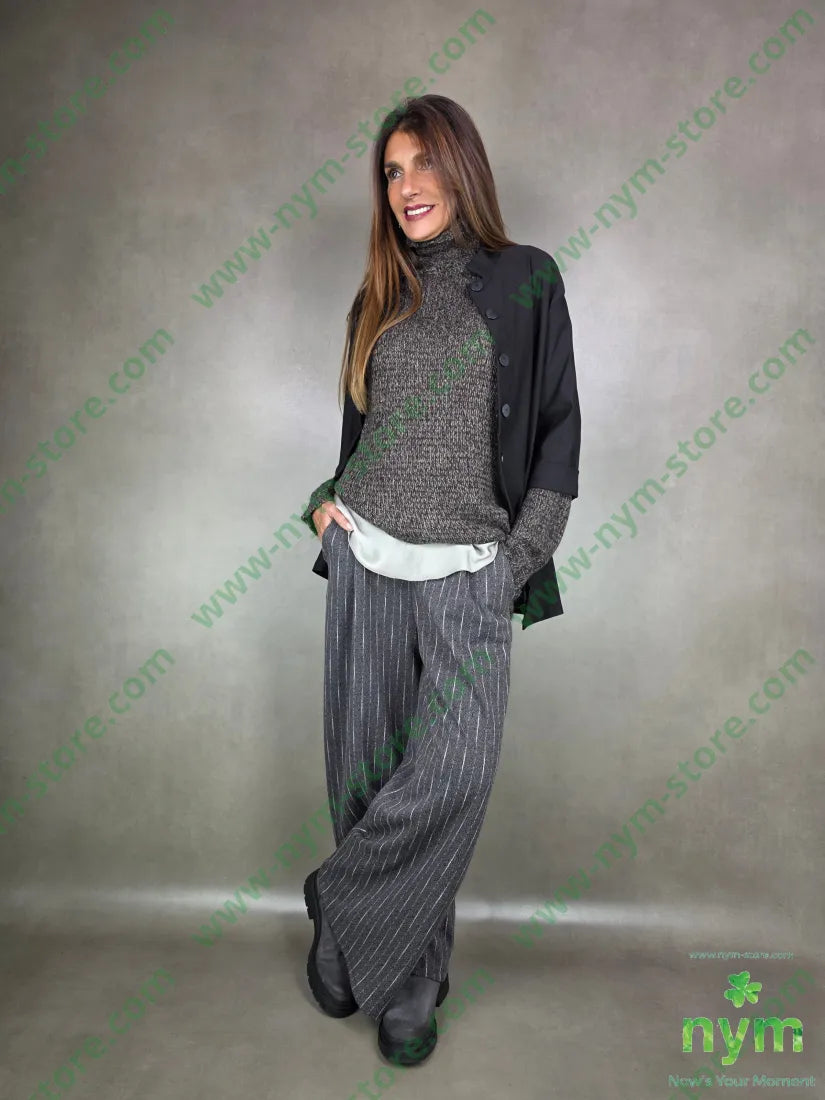 pantalone palazzo tratteggiato 95pc5ea PANTALONE