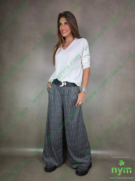 pantalone palazzo tratteggiato 95pc5ea PANTALONE