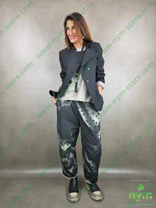 pantalone pois sfumato 100co U / NERO / PE26 PANTALONE