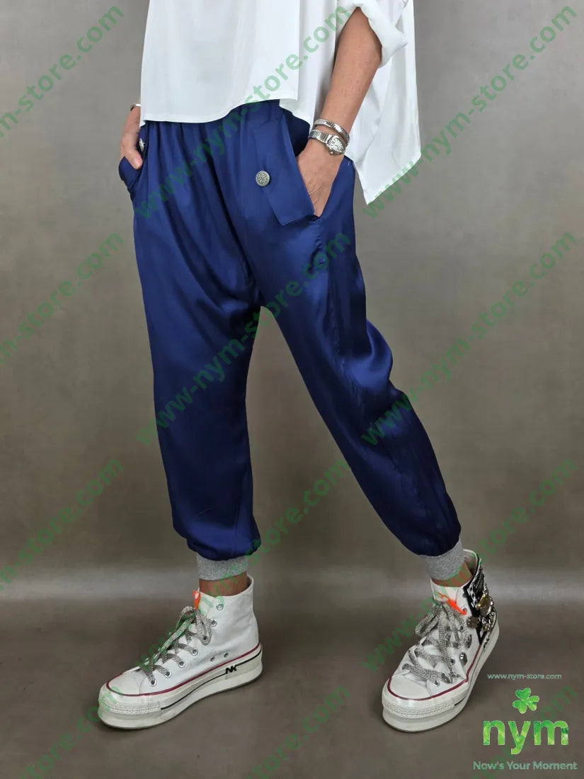 pantalone polsino lurex 96vi4ea 1 / BLU / PE26 PANTALONE