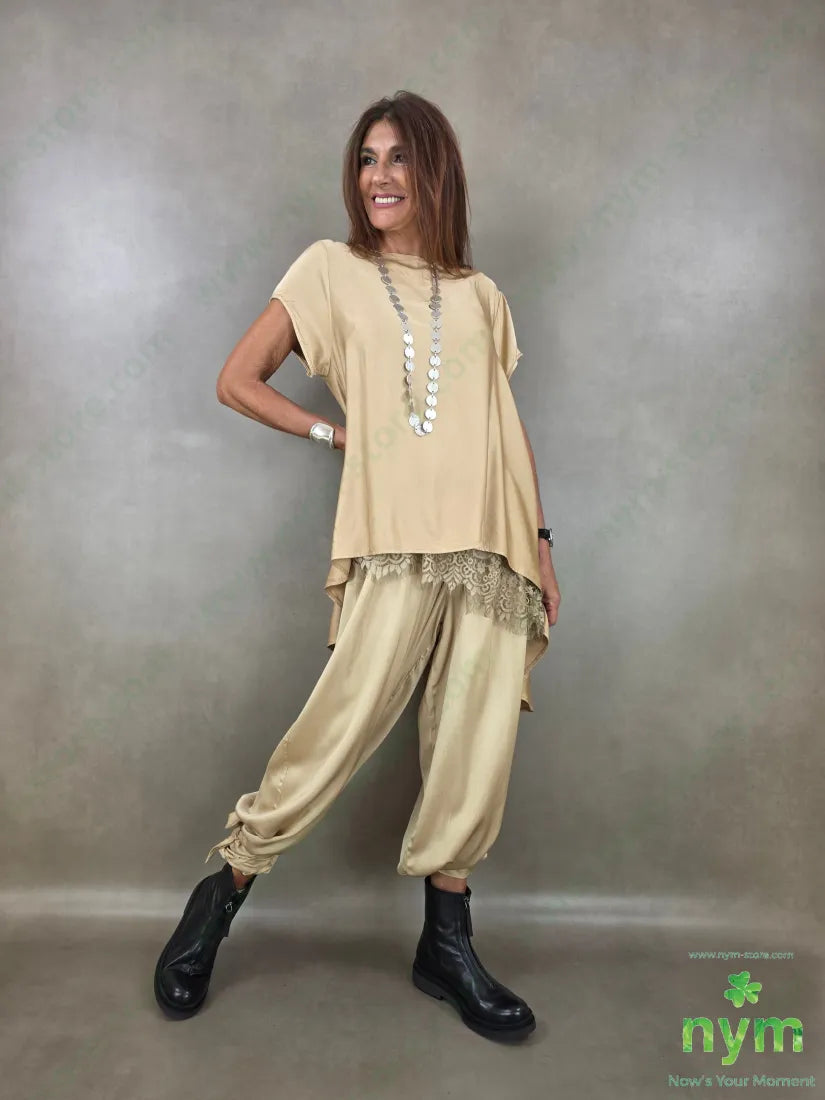 pantalone raso con fiocco 60ry40vi - U / CAMMELLO / AI26 - PANTALONE