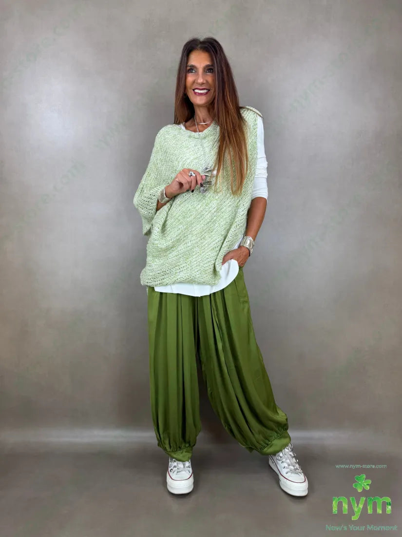 pantalone raso sormonto gamba 60ry40vi - U / VERDE / AI26 - PANTALONE