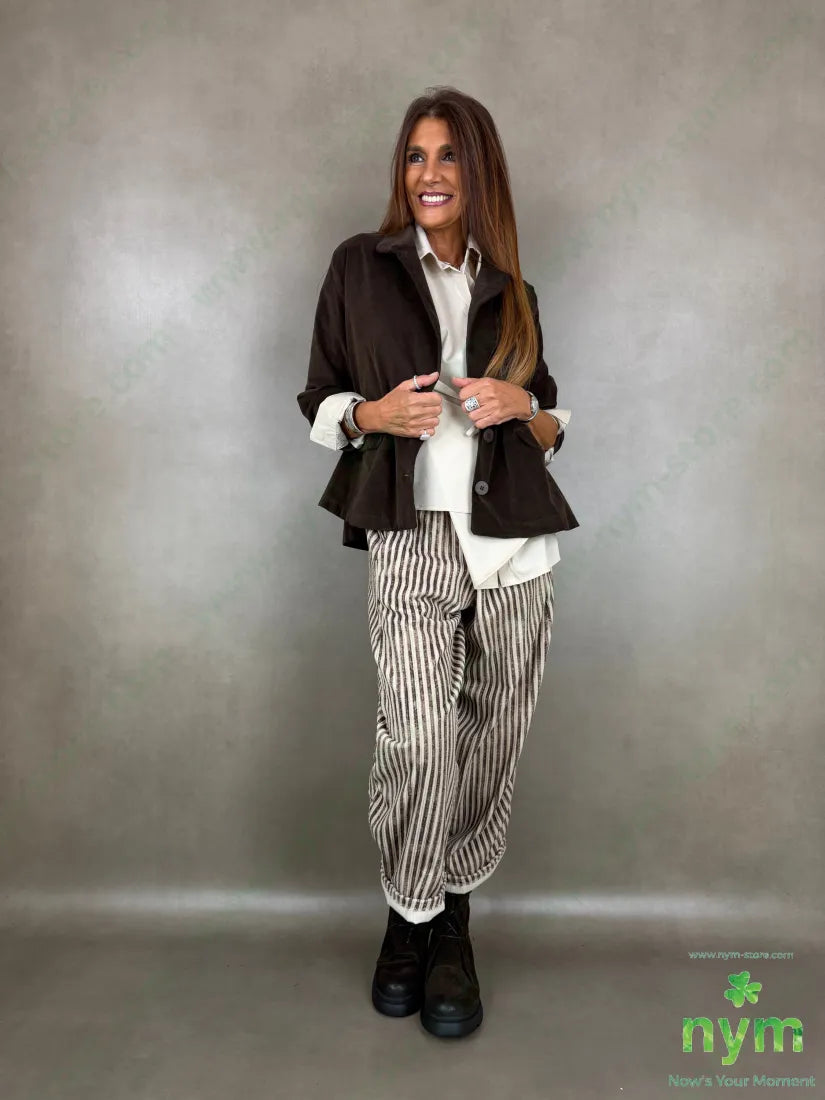 pantalone riga melange ciniglia 100co - PANTALONE