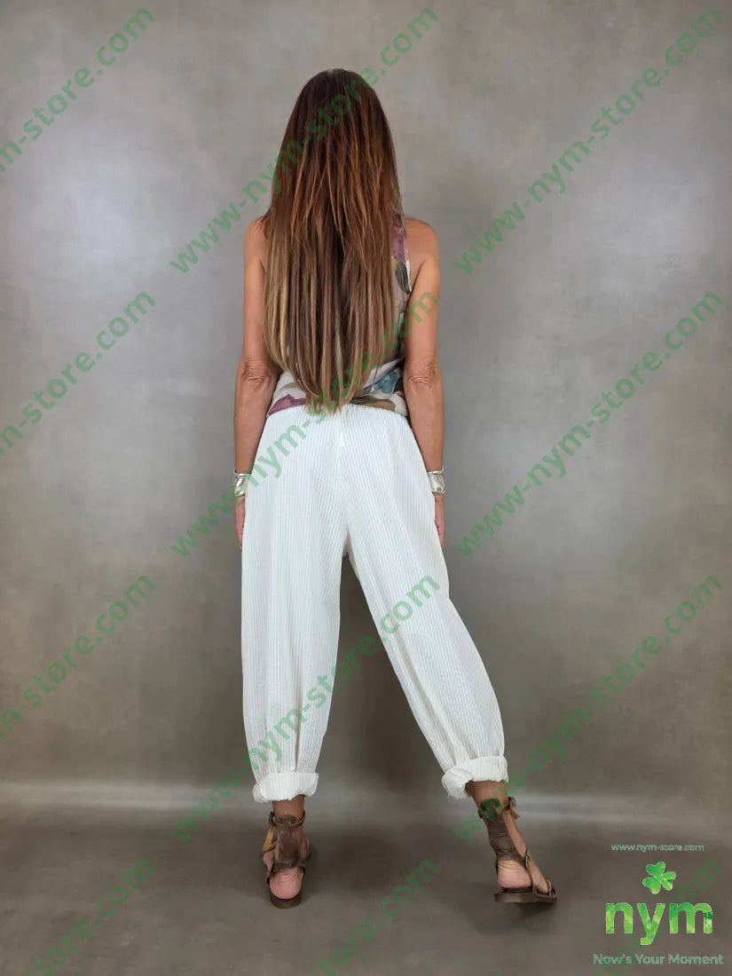 pantalone righine cotone 98co2ea - U / BURRO / PE26 - PANTALONE