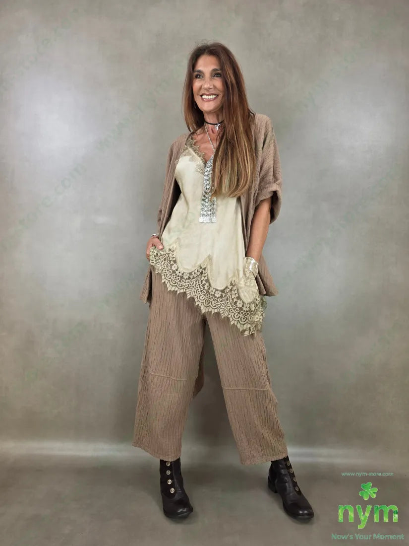 pantalone simil plisse 100co - PANTALONE