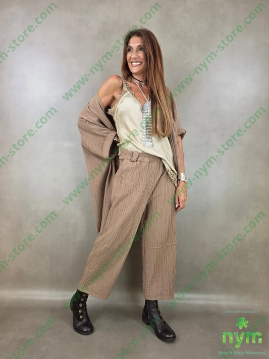pantalone simil plisse 100co - PANTALONE