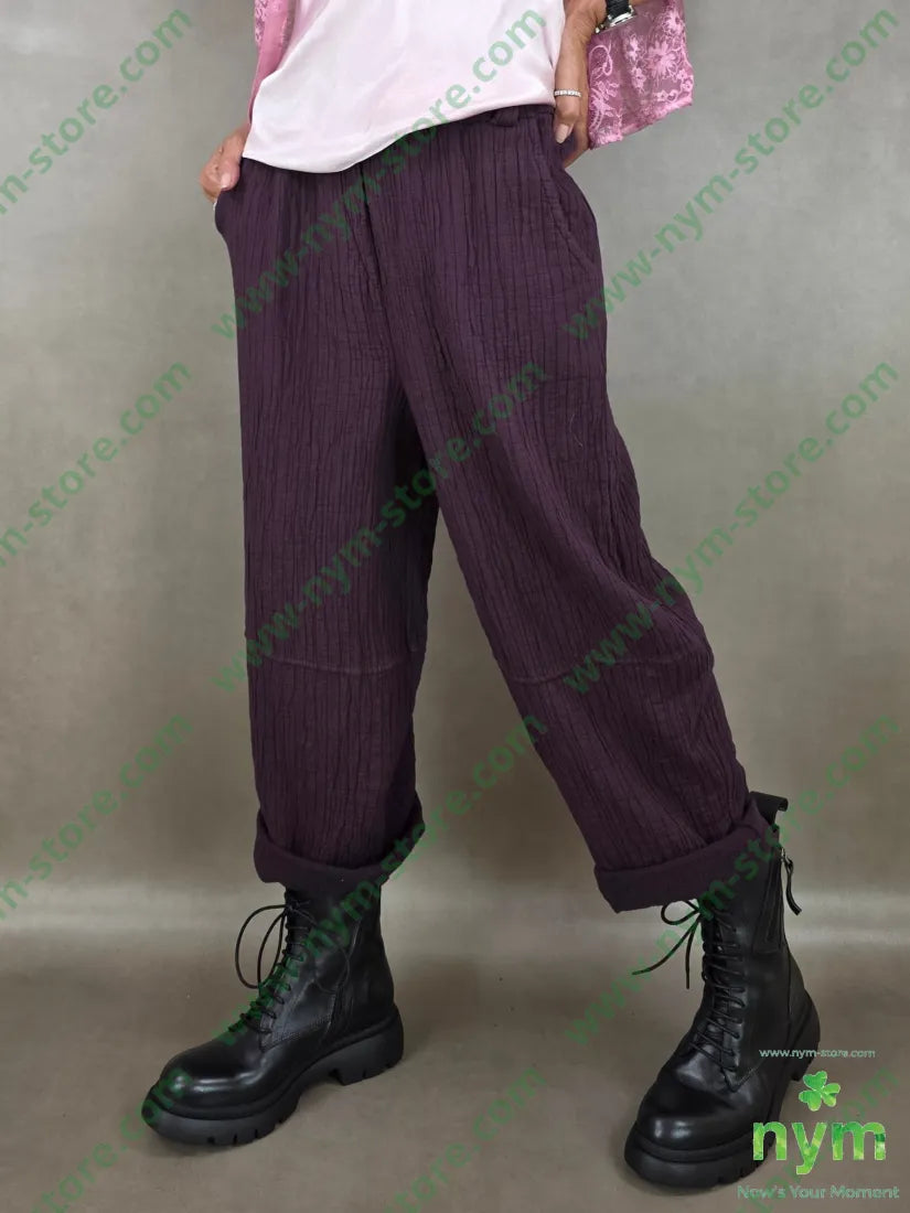 pantalone simil plisse 100co - U / BORDO / AI26 - PANTALONE