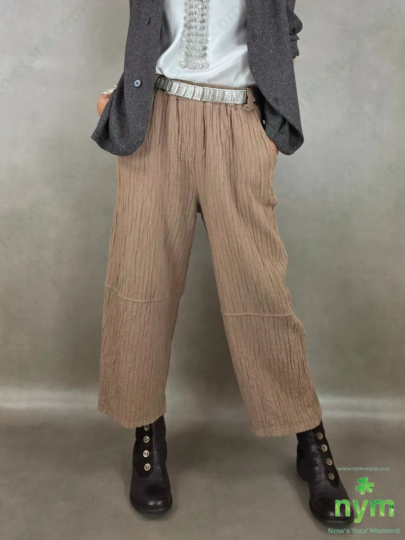 pantalone simil plisse 100co - U / CAMMELLO / AI26 - PANTALONE