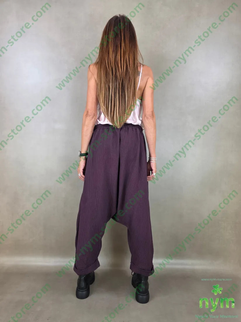 pantalone simil plisse cavallo basso 100co - U / BORDO / AI26 - PANTALONE