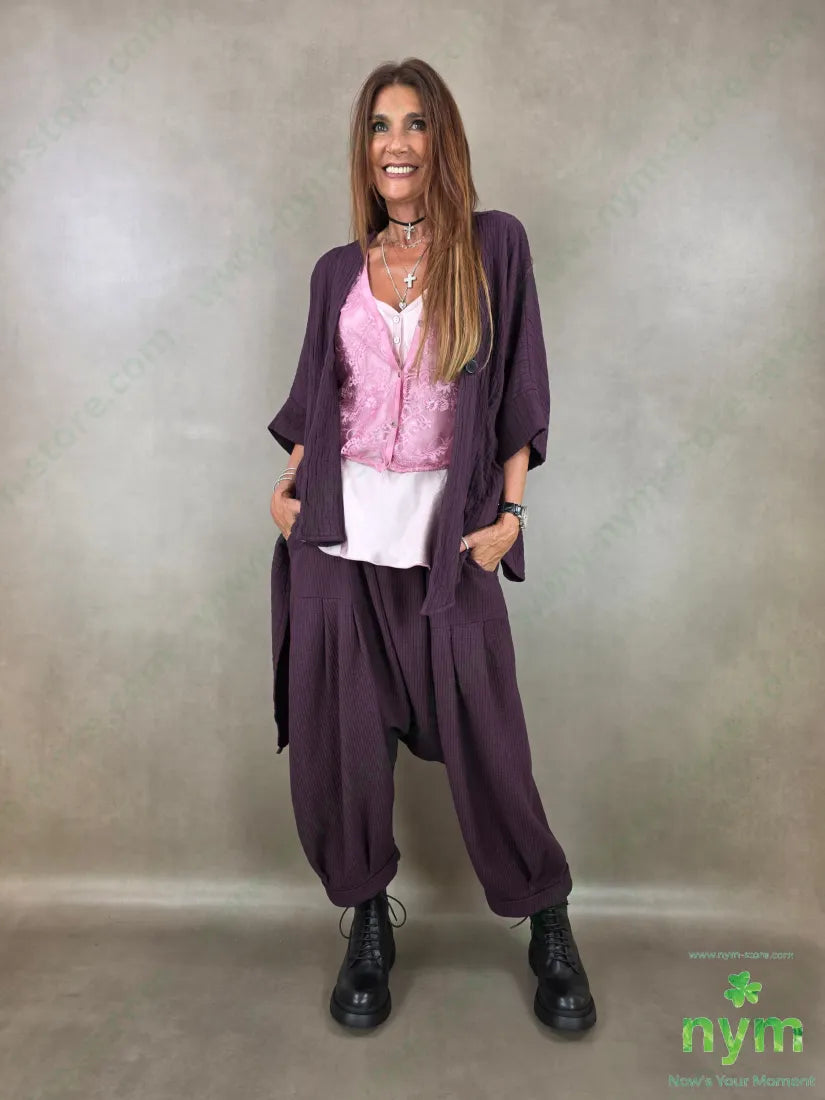 pantalone simil plisse cavallo basso 100co - U / BORDO / AI26 - PANTALONE