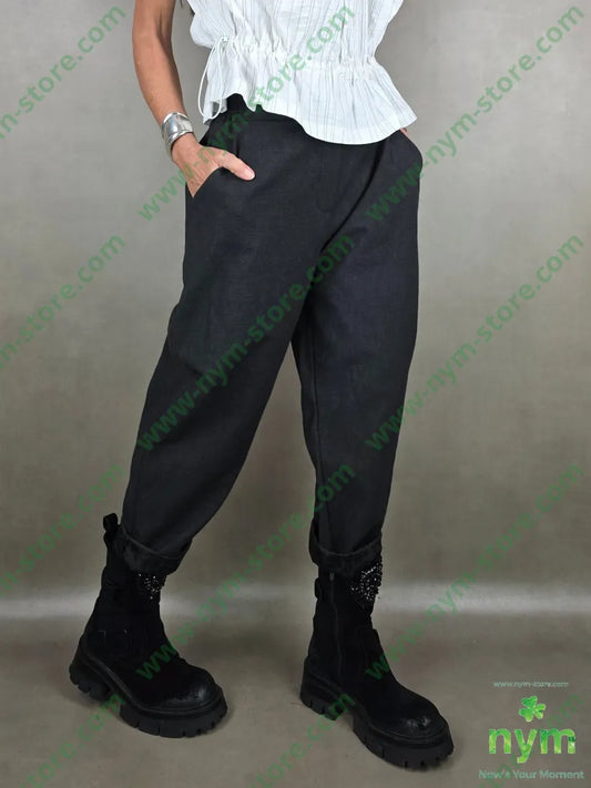 pantalone tasca applicata interno ricamo 50pl30ny20co U / NERO / PE26 PANTALONE