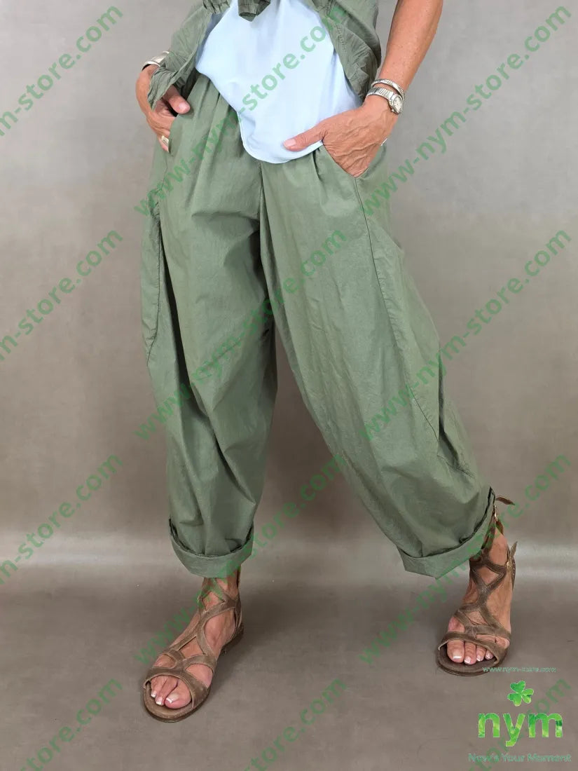 pantalone tela vela imbuto 100co - U / MILITARE / PE26 - PANTALONE