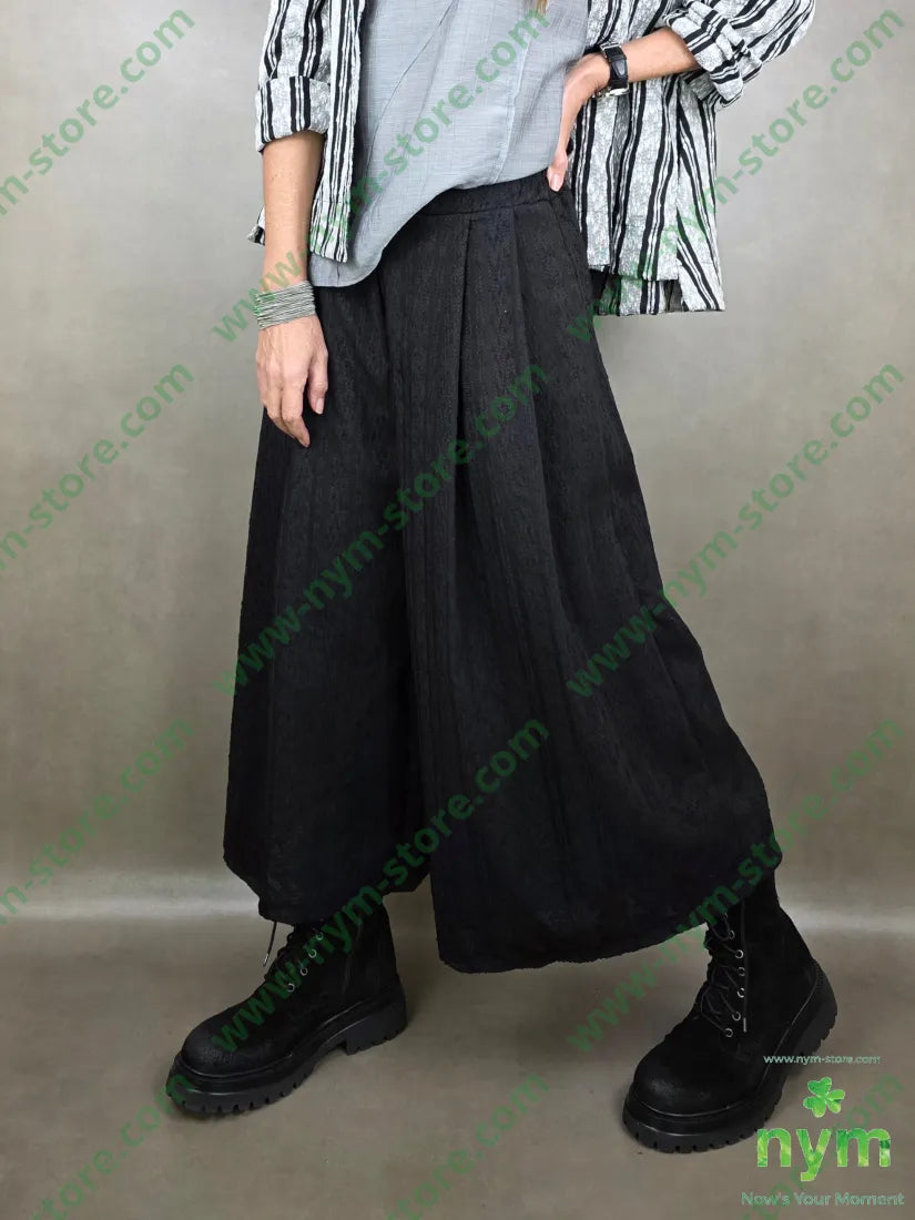 pantalone tessuto a nodi corto e largo 45ly30vi22ny U / NERO / PE26 PANTALONE