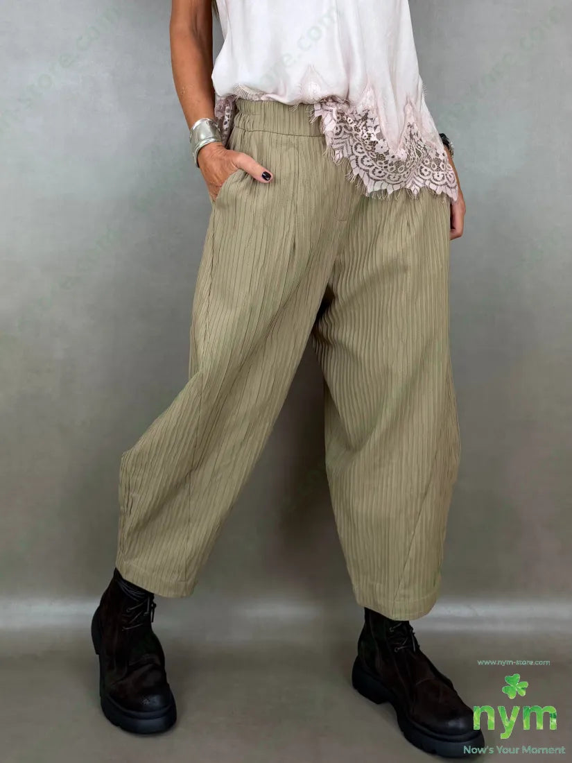 pantalone tessuto simil rigato tasche asola 45co55pl - U / CAMMELLO / AI26 - PANTALONE