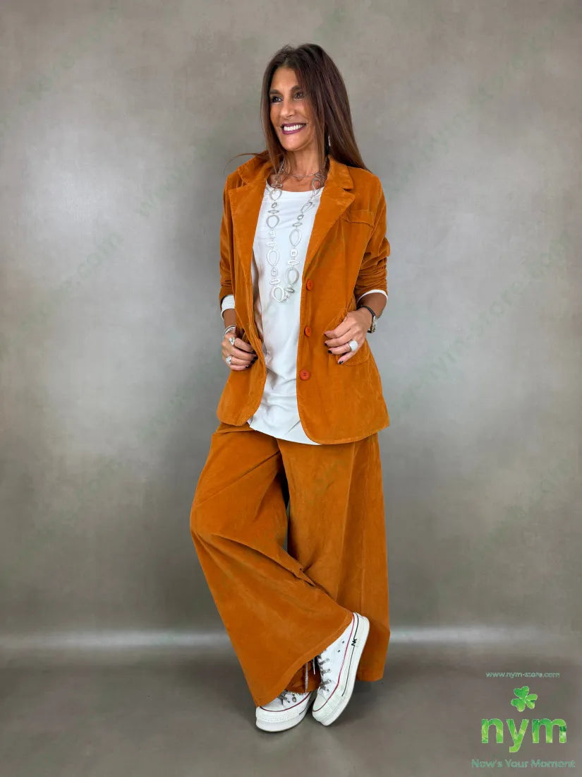 Pantalone velluto liscio gamba larga 100co - PANTALONE