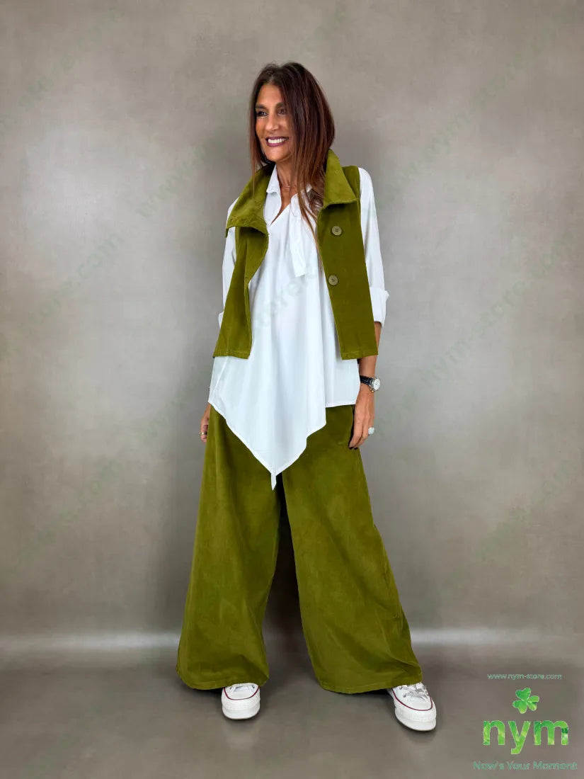 Pantalone velluto liscio gamba larga 100co - PANTALONE