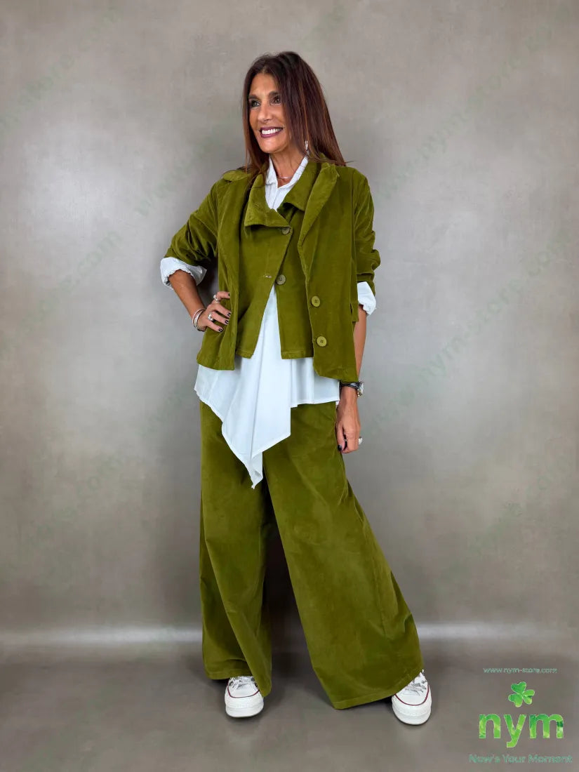 Pantalone velluto liscio gamba larga 100co - PANTALONE