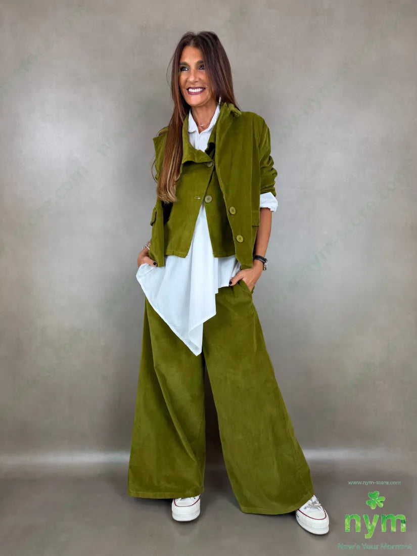 Pantalone velluto liscio gamba larga 100co - PANTALONE