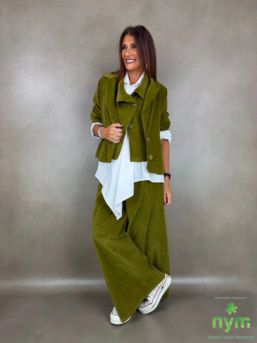 Pantalone velluto liscio gamba larga 100co - PANTALONE