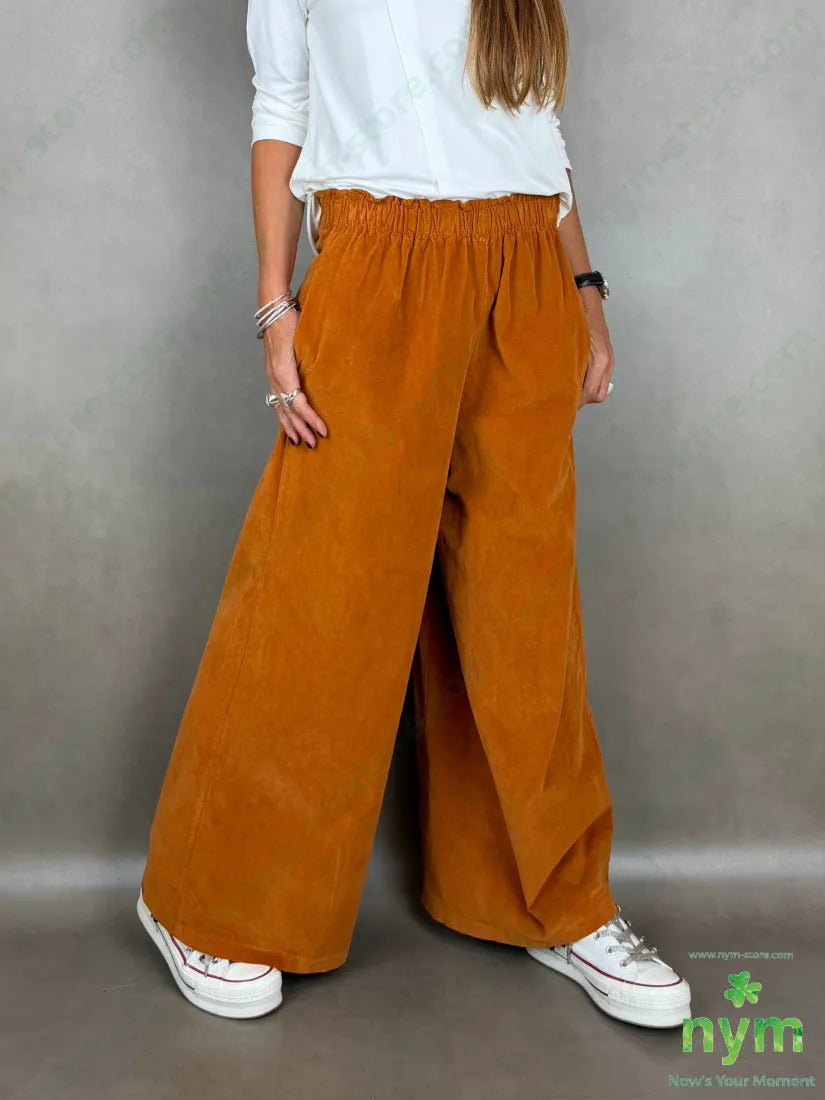 Pantalone velluto liscio gamba larga 100co - PANTALONE