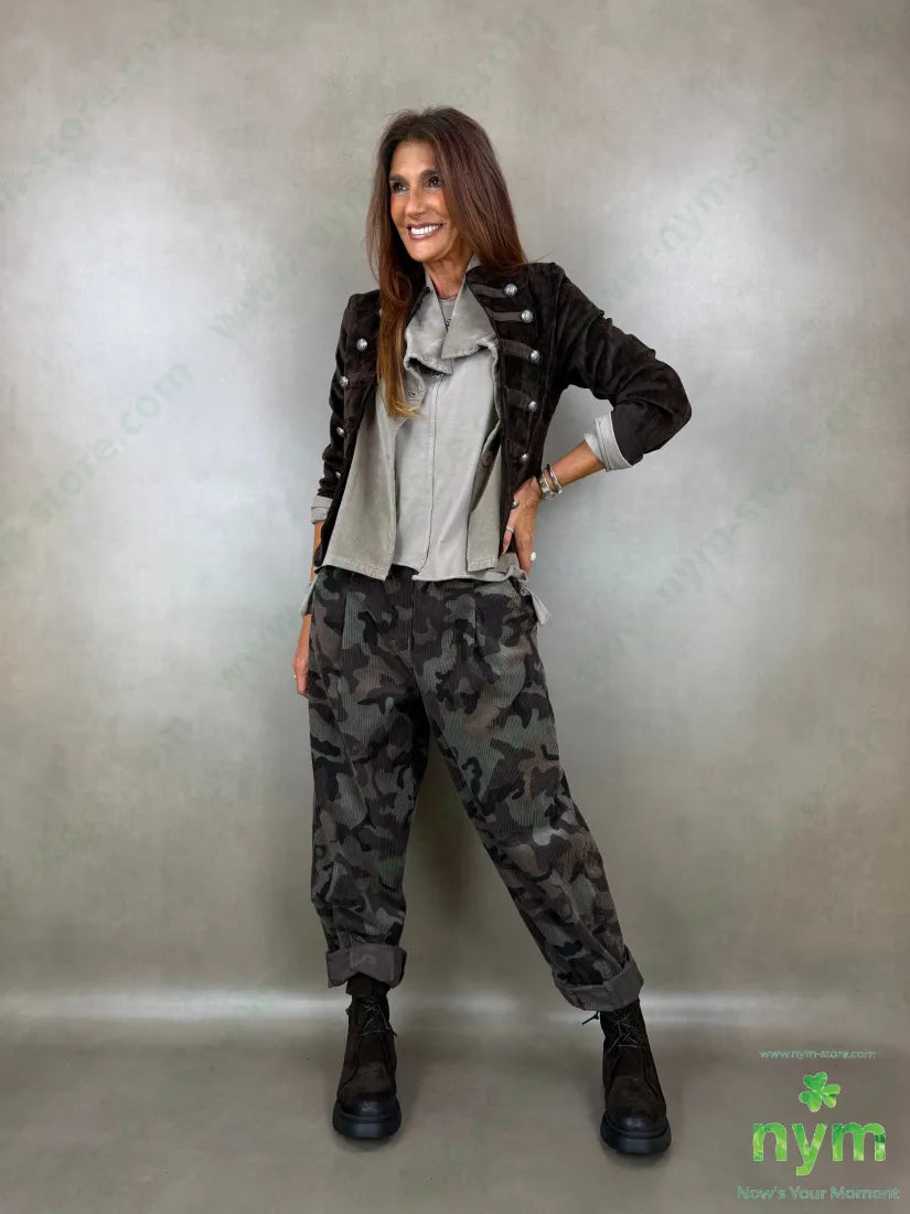 pantalone velluto mimetico 97co3ea - U / MARRONE / AI26 - PANTALONE
