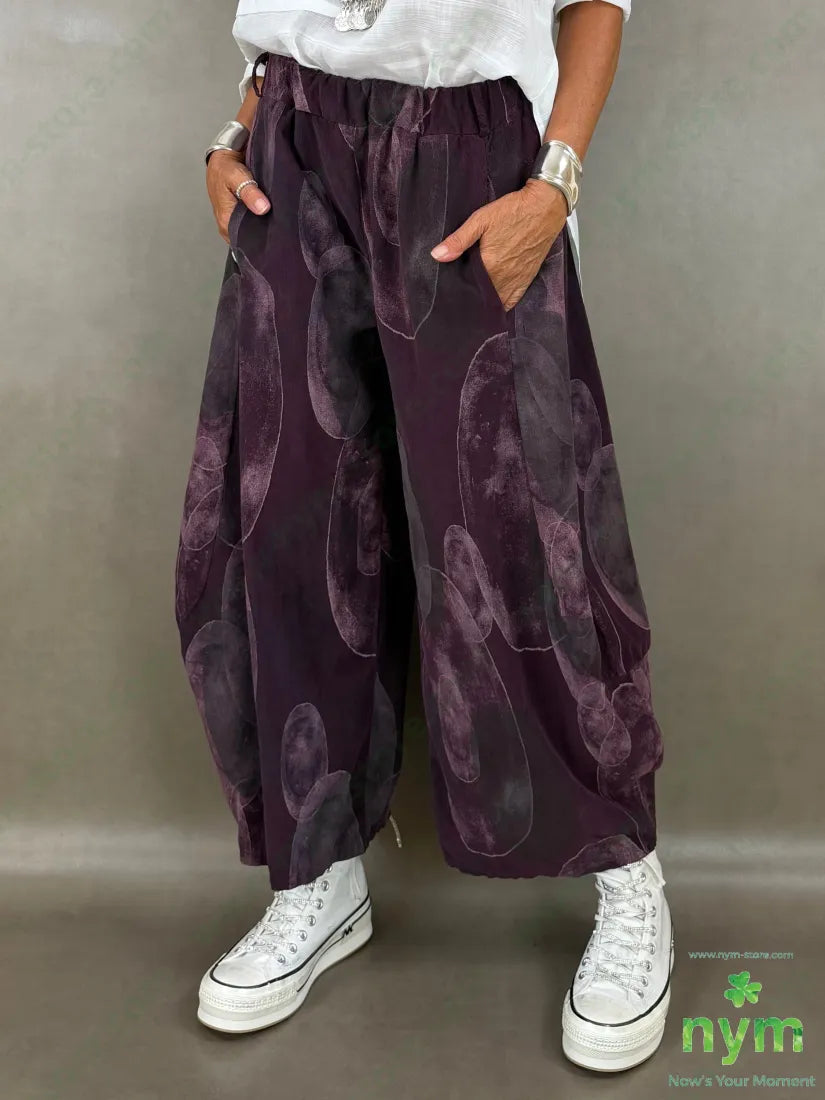 pantalone velluto stampa 100co - U / BORDO / AI26 - PANTALONE