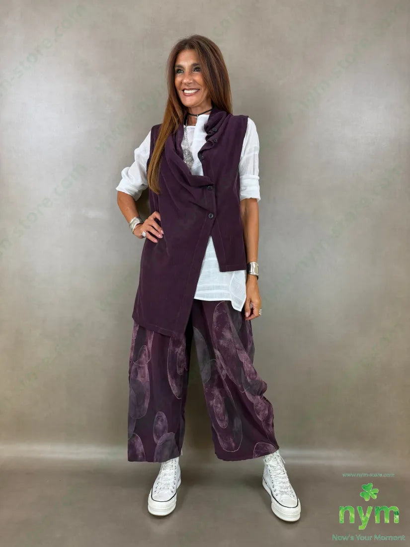 pantalone velluto stampa 100co - U / BORDO / AI26 - PANTALONE