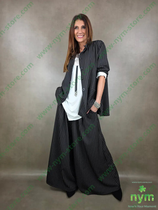 pantapalazzo gessato 95pl5ea U / NERO / PE26 PANTALONE