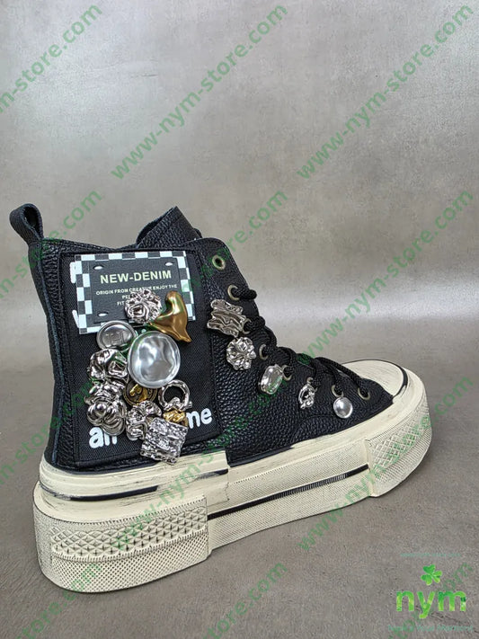 sneaker in pelle bottoni applicati SCARPE