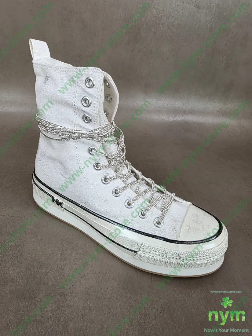 sneakers alte lacci strass - SCARPE