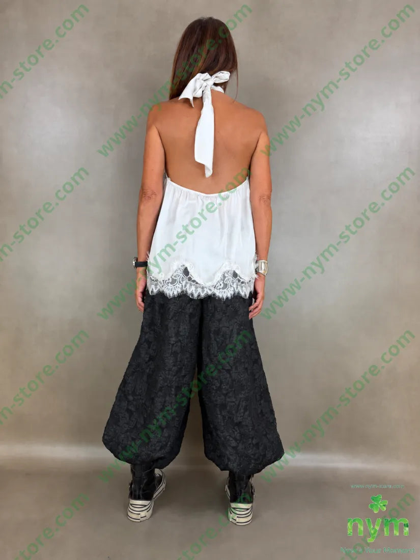 top scollato dietro con pizzo 100vi - U / PANNA / AI26 - TOP
