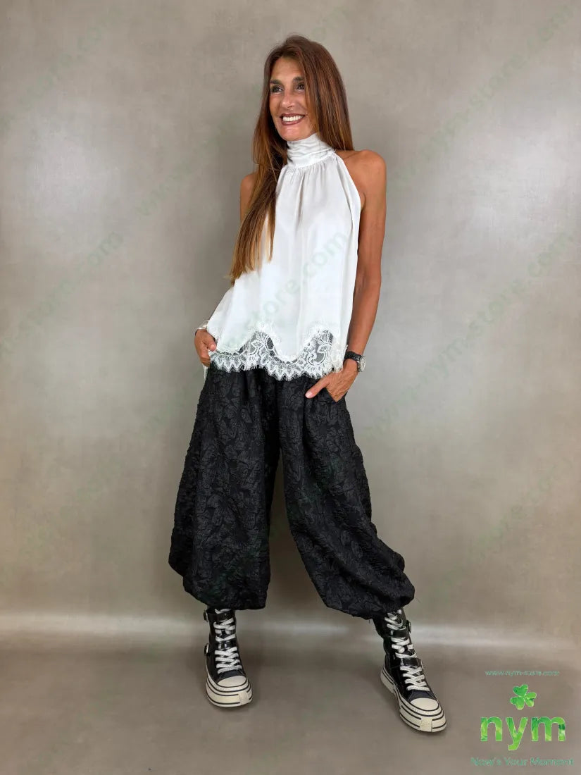 top scollato dietro con pizzo 100vi - U / PANNA / AI26 - TOP