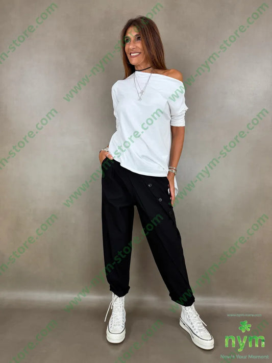tshirt a barchetta lunga da un lato 100co - TSHIRT