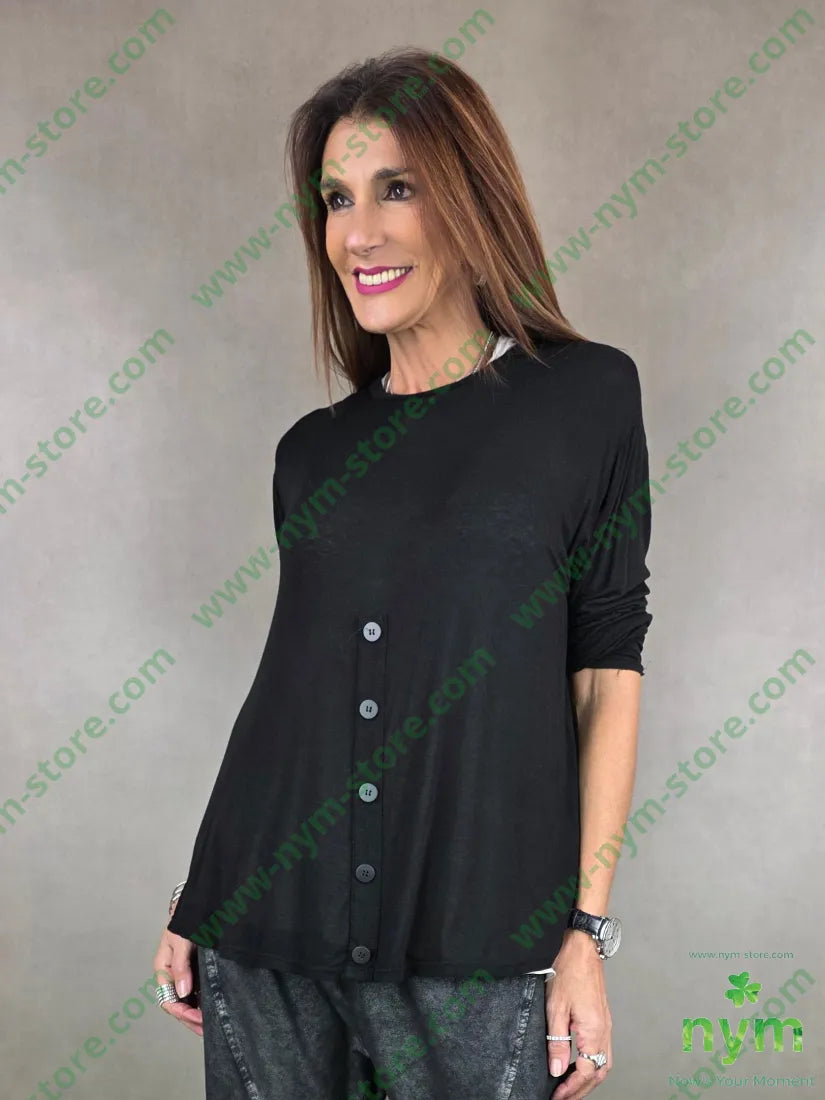 tshirt cinque bottoni 100ws U / NERO / AI25 TSHIRT