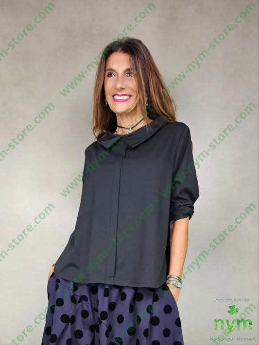 tshirt colletto manica lunga 95co5ea U / NERO / AI25 TSHIRT