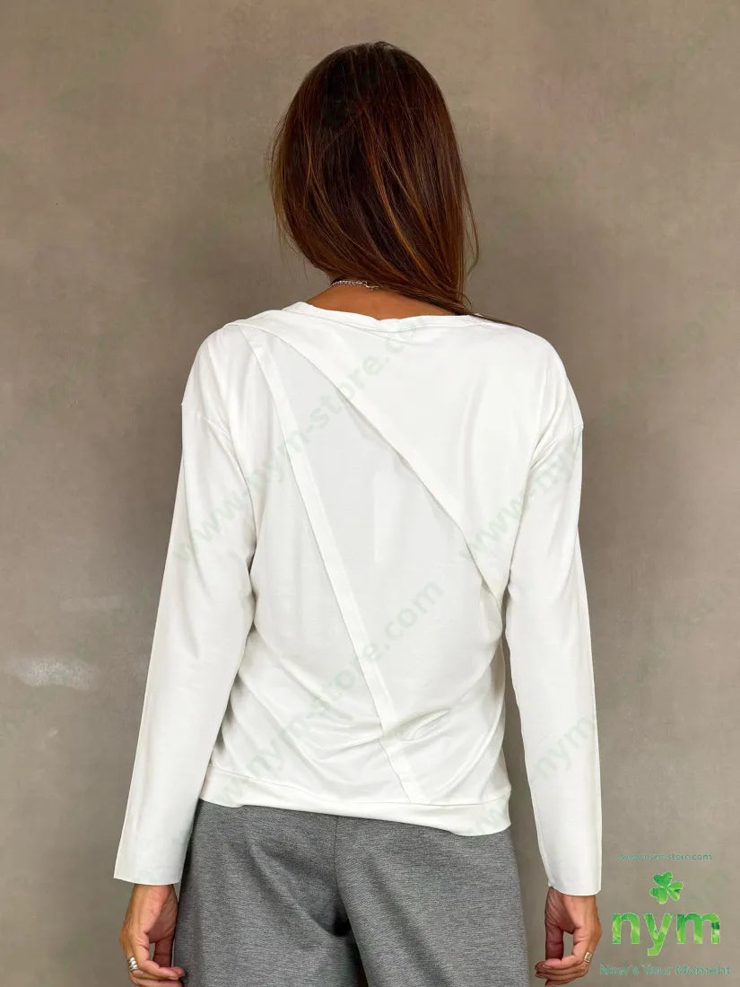 tshirt con inserto a v in viscosa - TSHIRT
