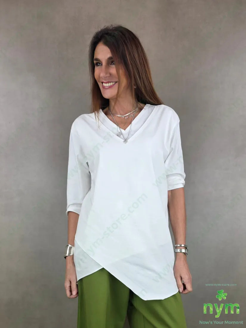 tshirt doppio scollo bielastico 95co5ea U / PANNA / PE26 TSHIRT