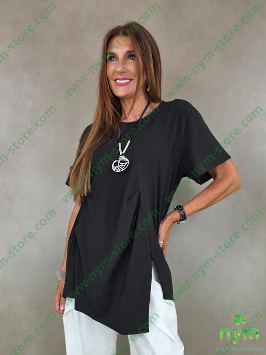 tshirt quattro pieghe davanti 100co - U / NERO / PE26 - TSHIRT