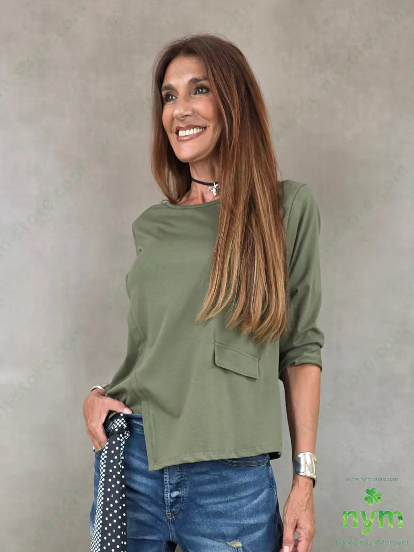 tshirt sormonto asimmetrico 95co5ea - U / MILITARE / AI26 - TSHIRT