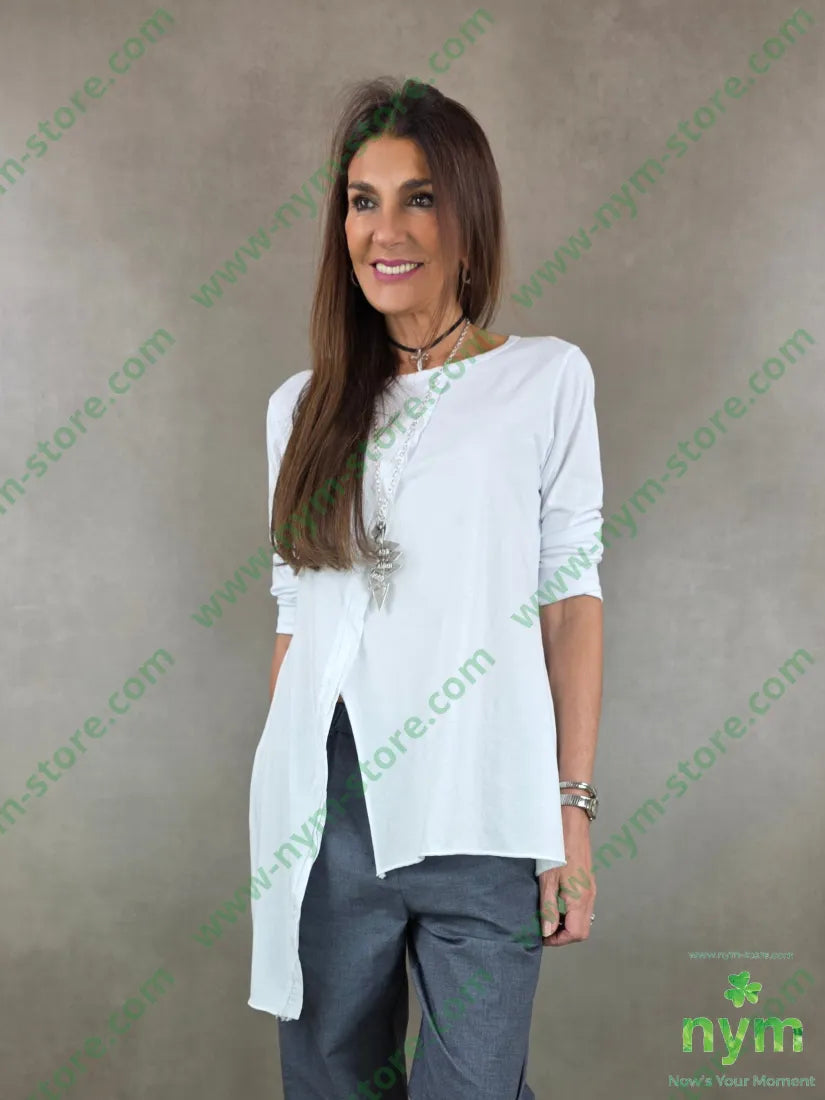 tshirt spacco e bordo trasversale 100co U / BIANCO / PE26 TSHIRT