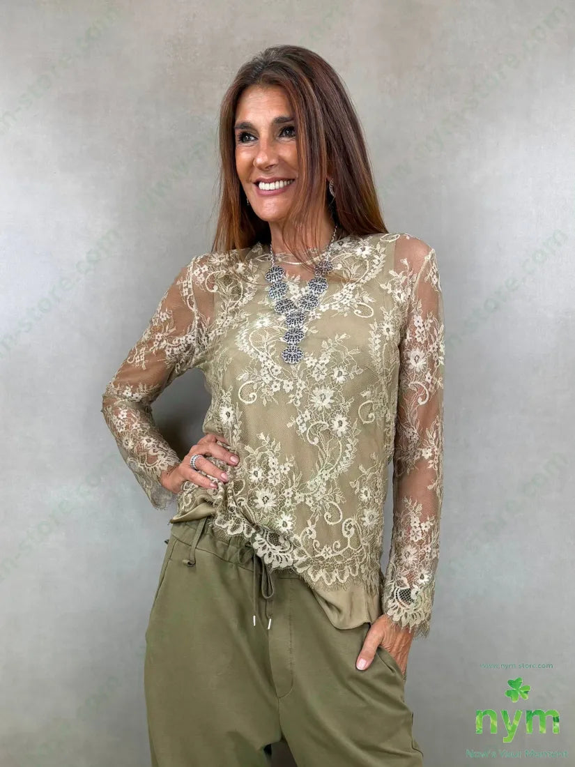 tshirt tutta pizzo lunga 100pl - U / OLIVA / AI26 - TSHIRT