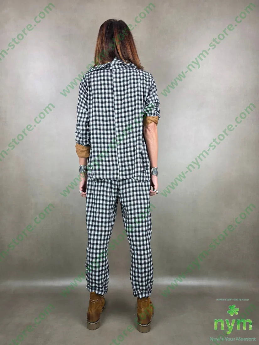 tunica check colletto 36co36pl28vi U / NERO / PE26 CAMICIA