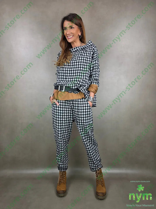 tunica check colletto 36co36pl28vi U / NERO / PE26 CAMICIA