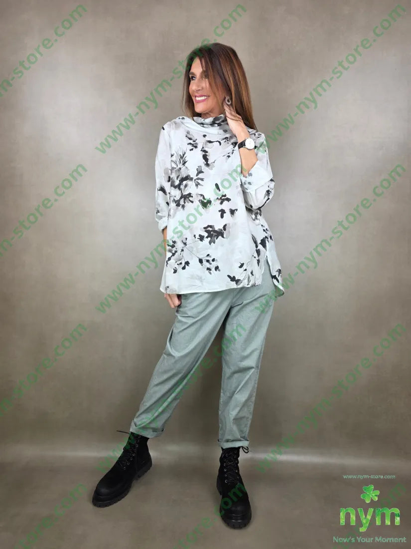 tunica collo ciambella misto seta 80vi20se U / ACQUA / PE26 CAMICIA