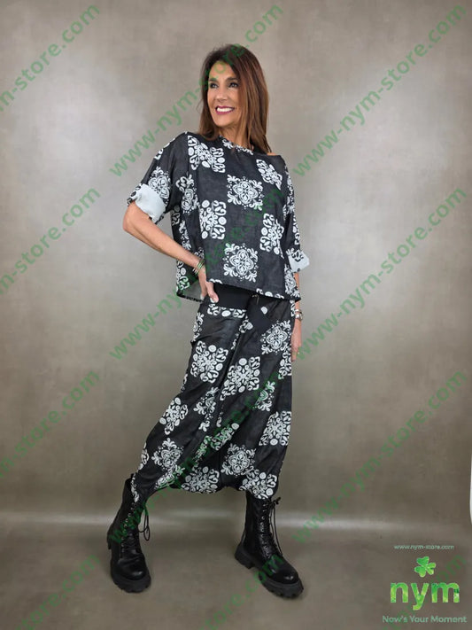 tunica fantasia tessuto fiammato 100co U / NERO / PE26 CAMICIA